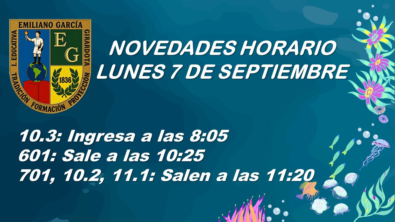HORARIO LUNES 7 DE SEPTIEMBRE DE 2026